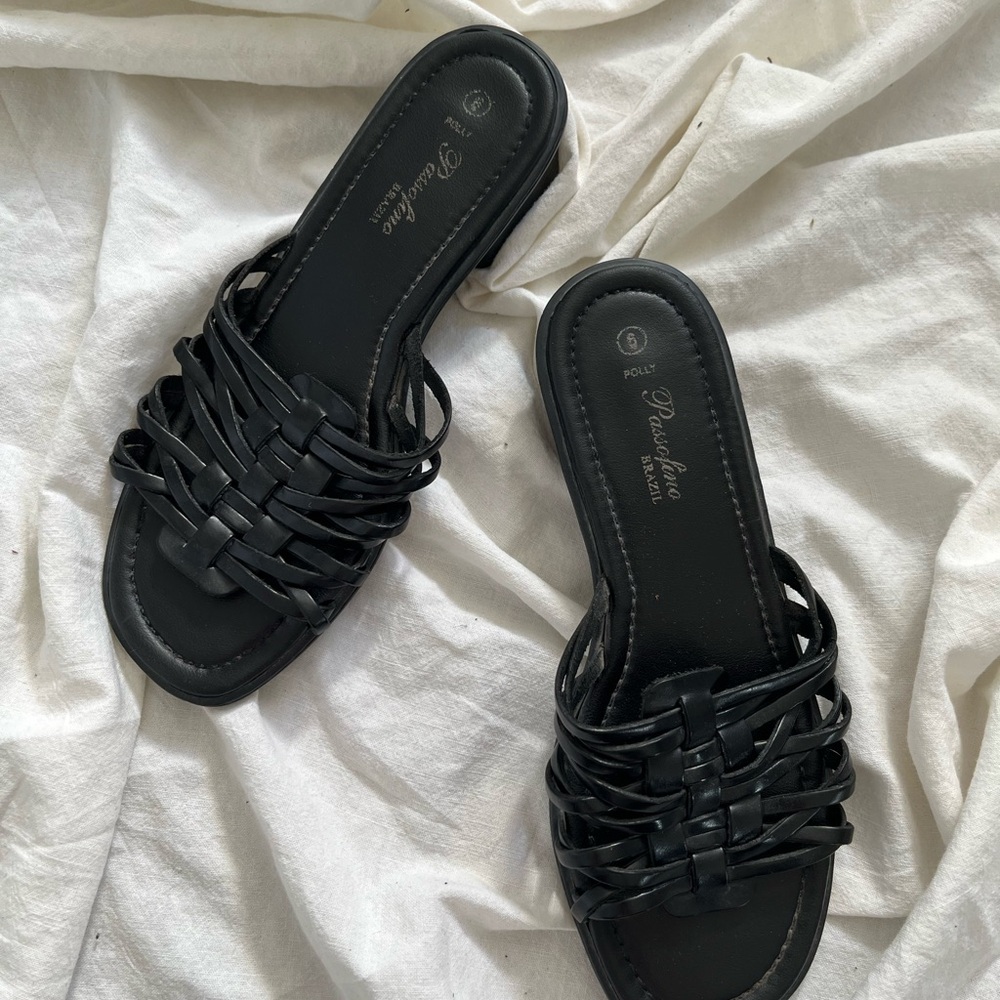 Black Woven Women's Sandals